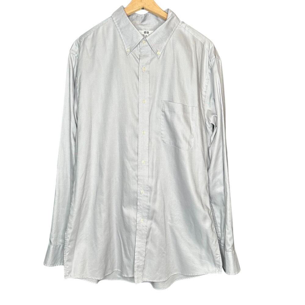 Uniqlo Grey Button Down Cotton Long Sleeve Shirt XL